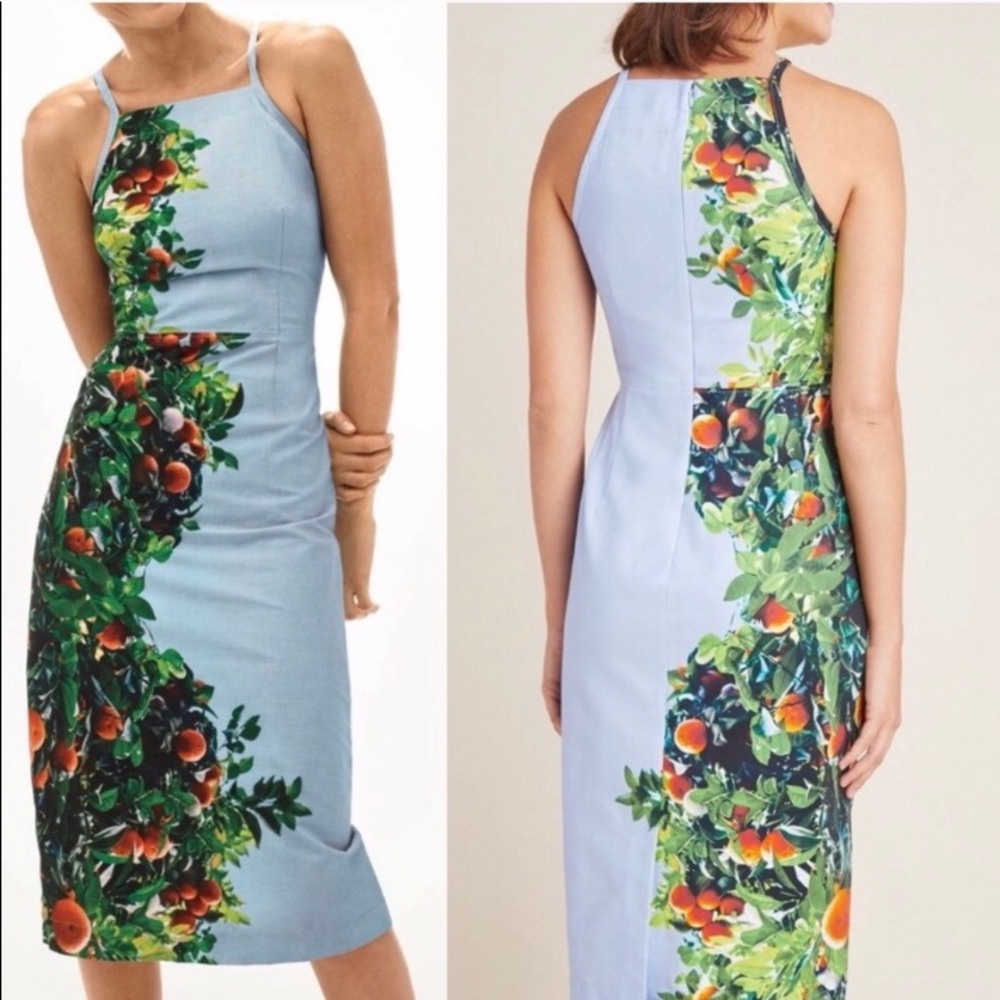 Anthropologie Maeve Orange Bough dress Sz 14